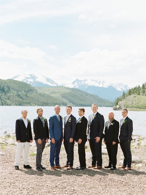 groomsmen mountain lake