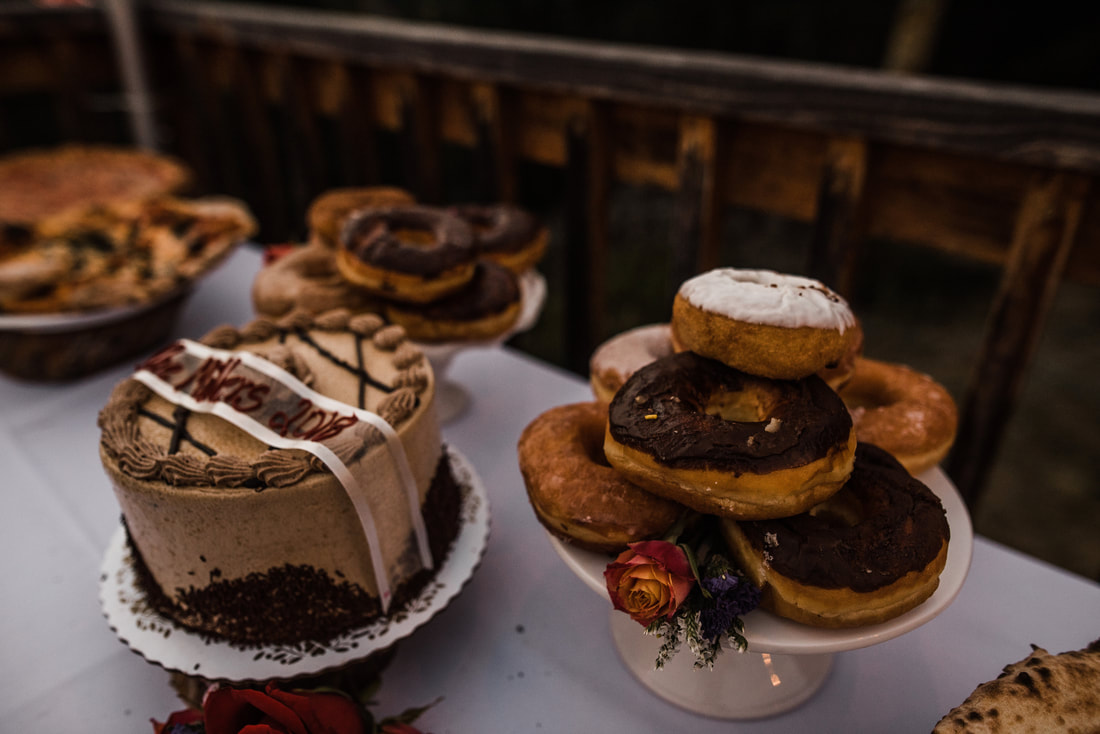 wedding cake and doughnuts