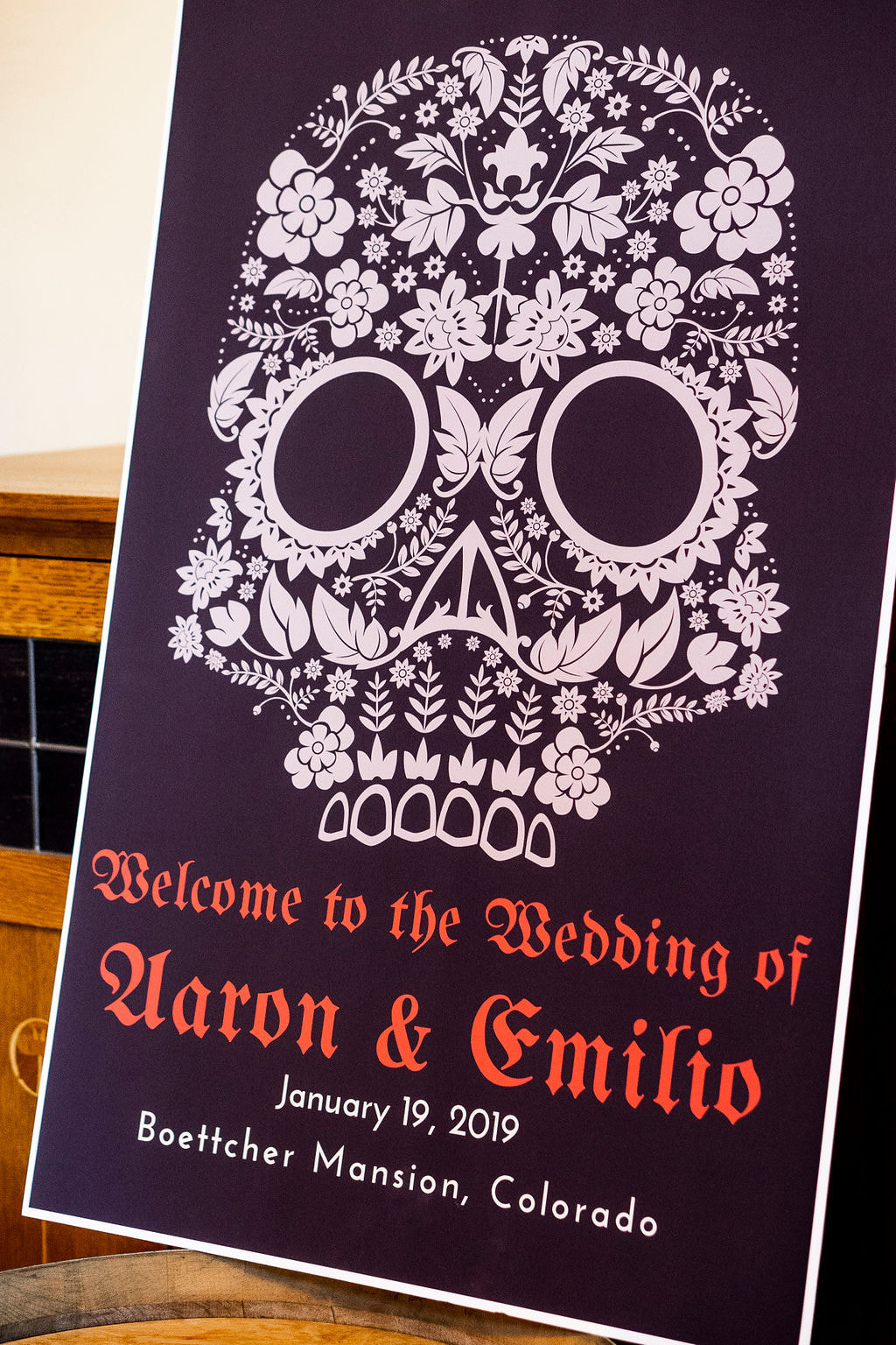 welcome sign day of the dead wedding